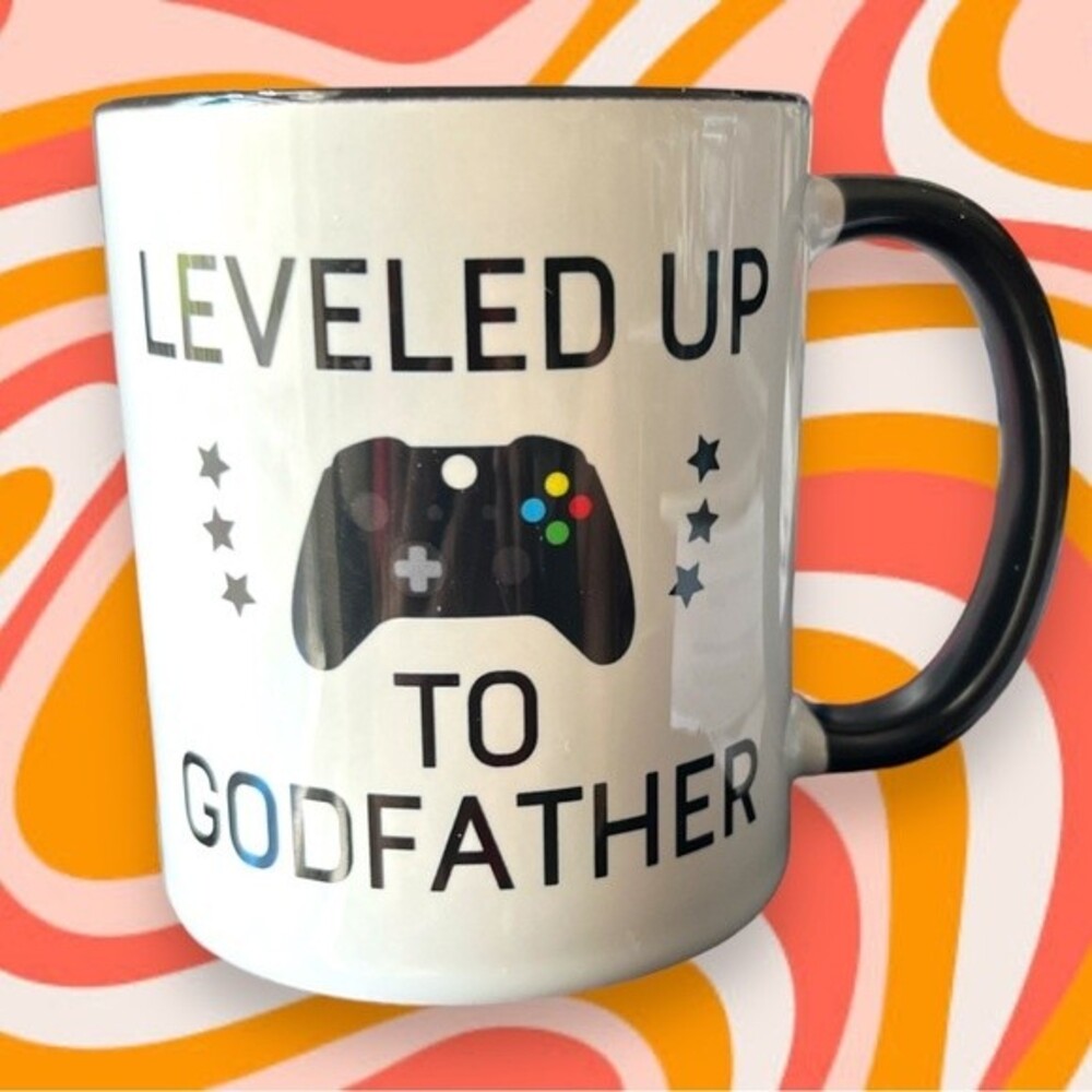 Leveled Up To Godfather Coffee Mug - A super fun mug for gamers of all ages